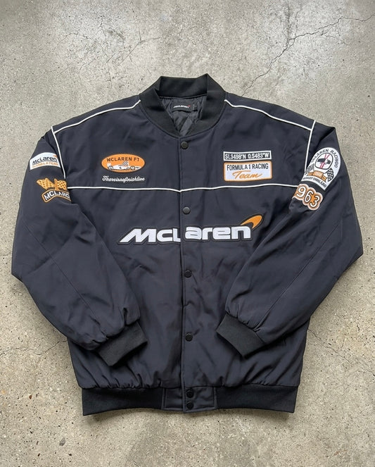 Black f1 inspired vintage bomber