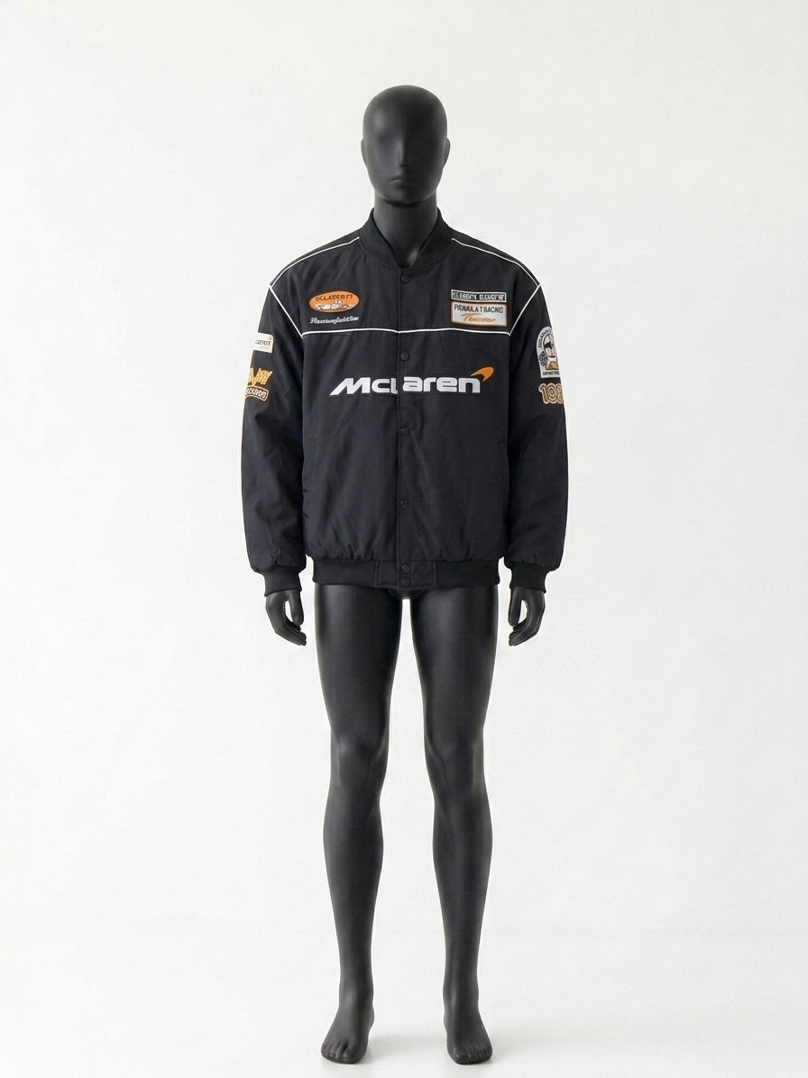 Black f1 inspired vintage bomber