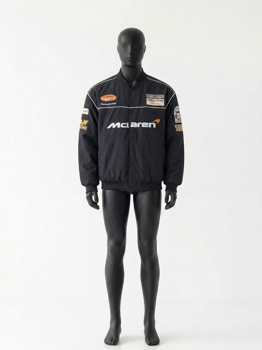 Black f1 inspired vintage bomber