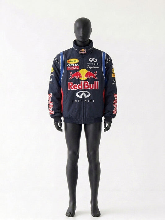 Deep blue f1 inspired vintage bomber
