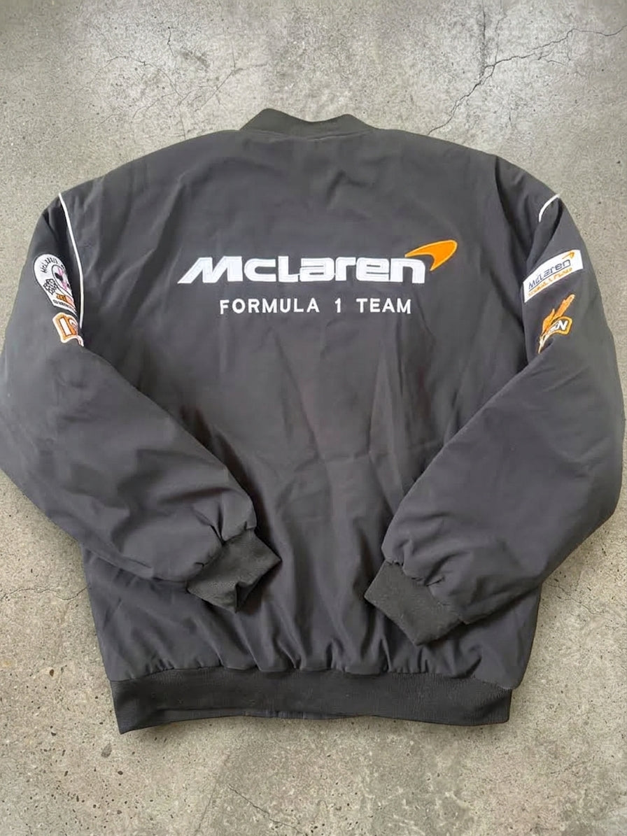 Black f1 inspired vintage bomber